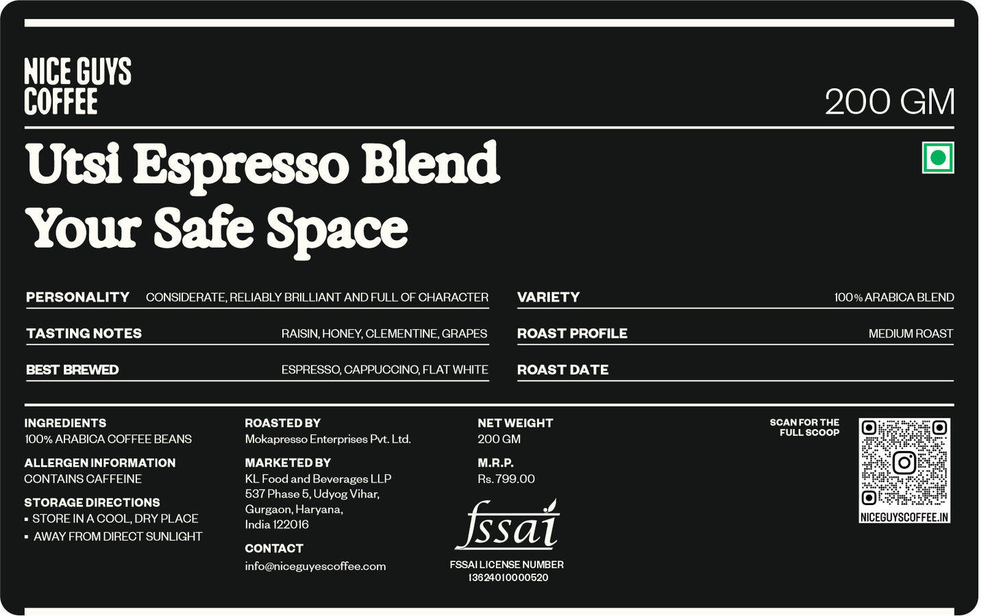 Utsi Espresso Blend Your Safe Space