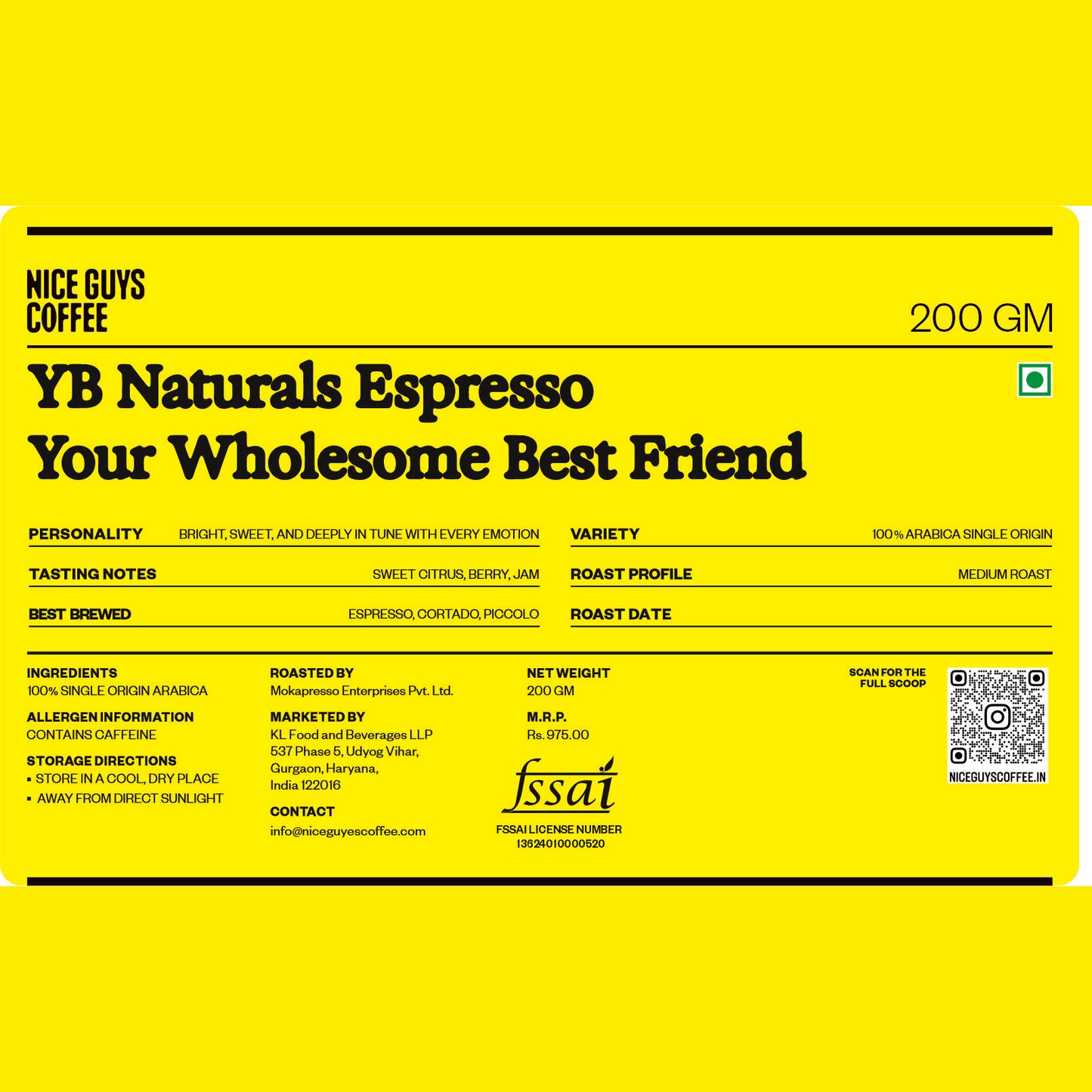 YB Naturals Espresso - Your Wholesome Best Friend