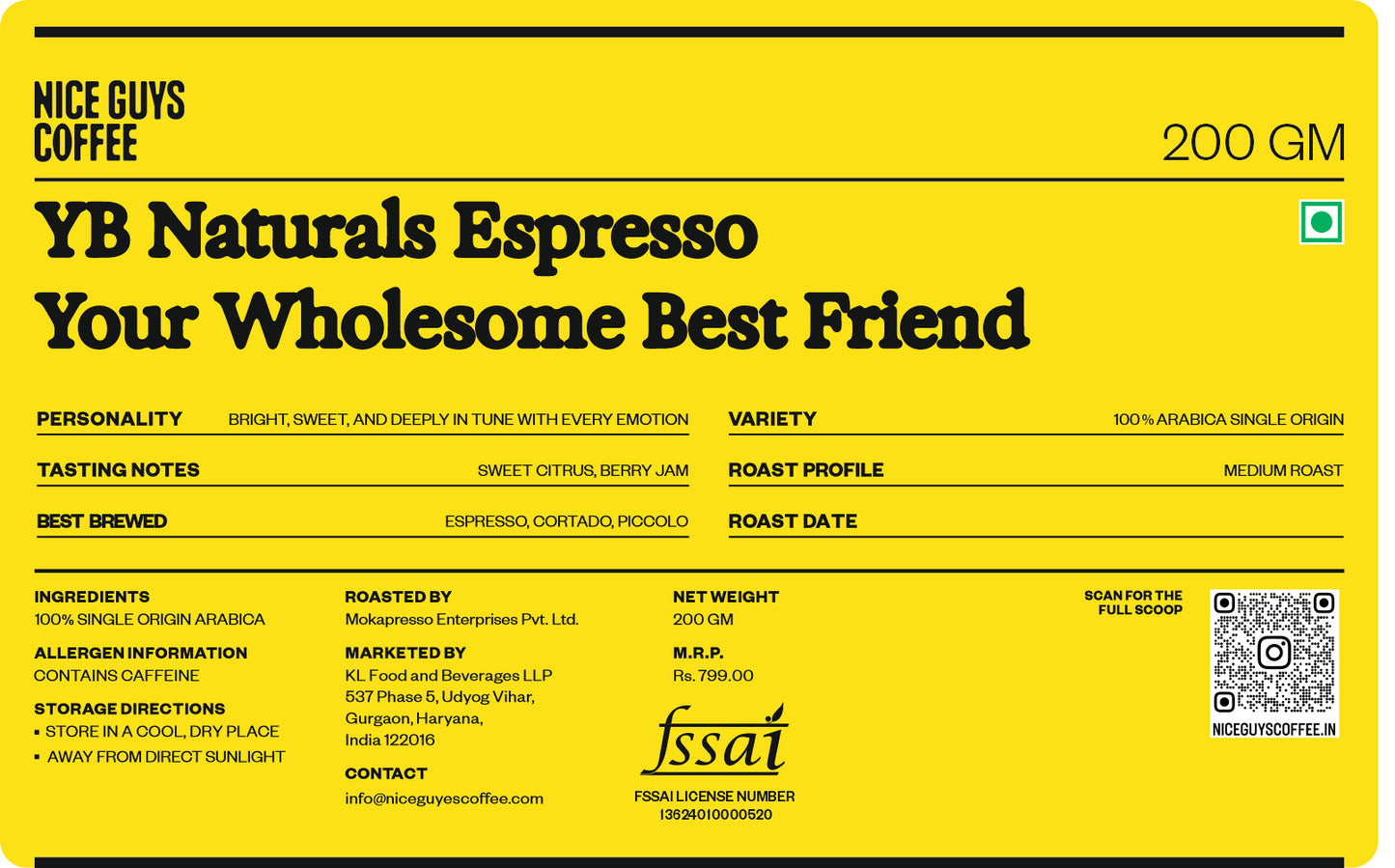 YB Naturals Espresso Your Wholesome Best Friend